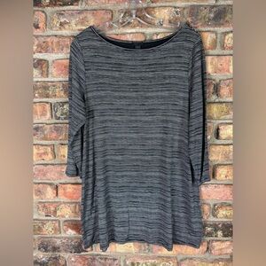 J Jill Top Womens Medium Striped 3/4 Sleeve Wear Ever Collection Tunic